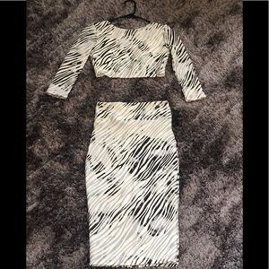 Zebra print two piece skirt set